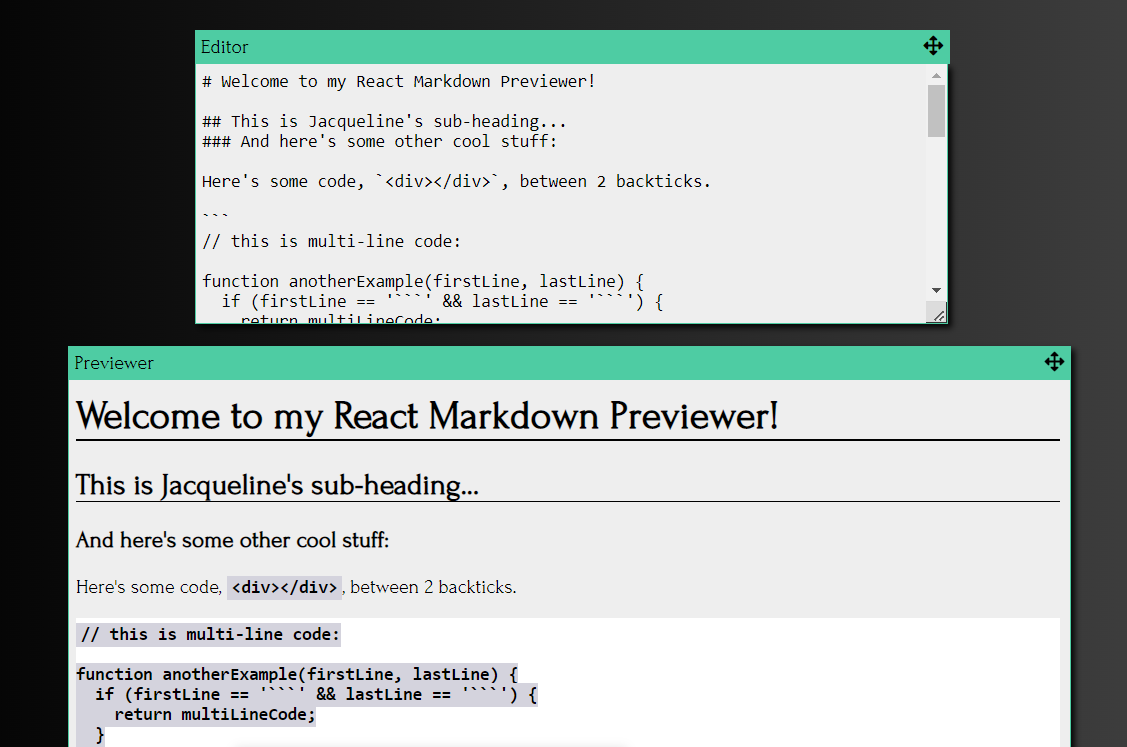 React Markdown Previewer